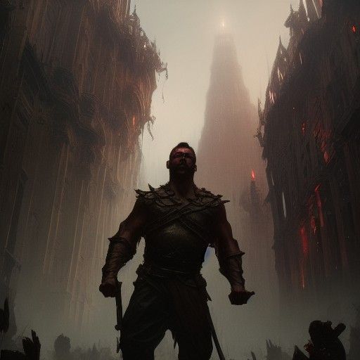 Dramatic Dark Fantasy Scene with Dynamic Lighting