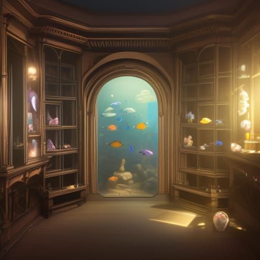 Victorian closet that is also an aquarium