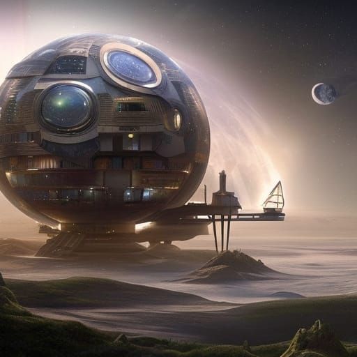 Stunning Intergalactic House in Space Landscape