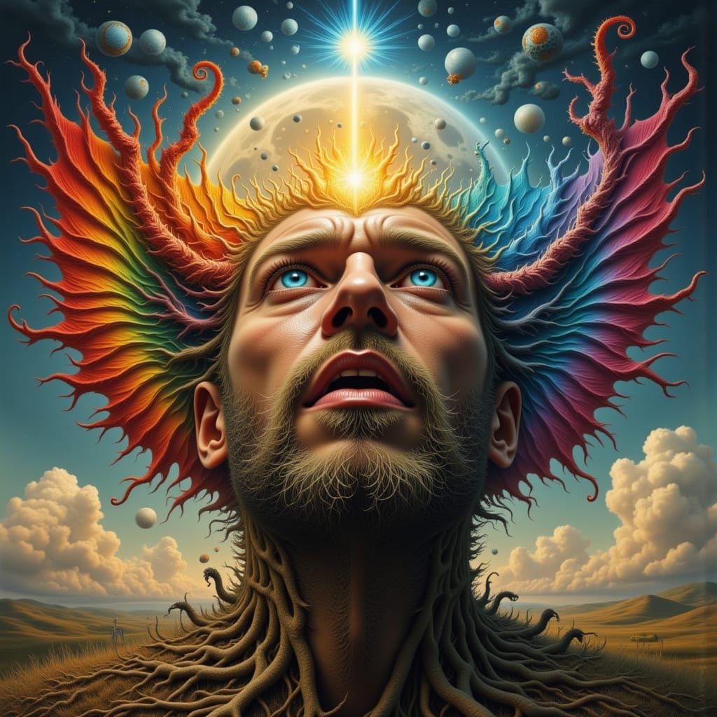 Man Fights Peacock Mutation in Fractal Nightmare