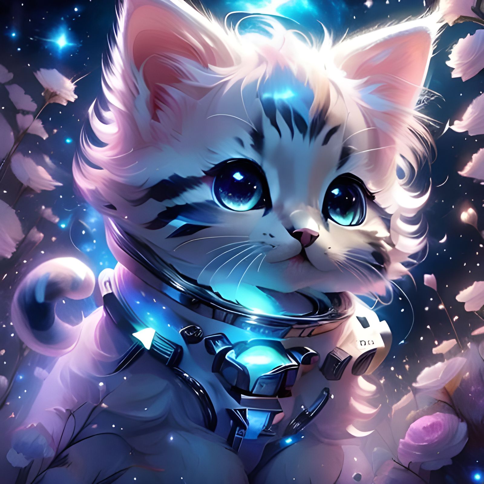 Adorable Kitten with Galaxy Eyes Radiating Love
