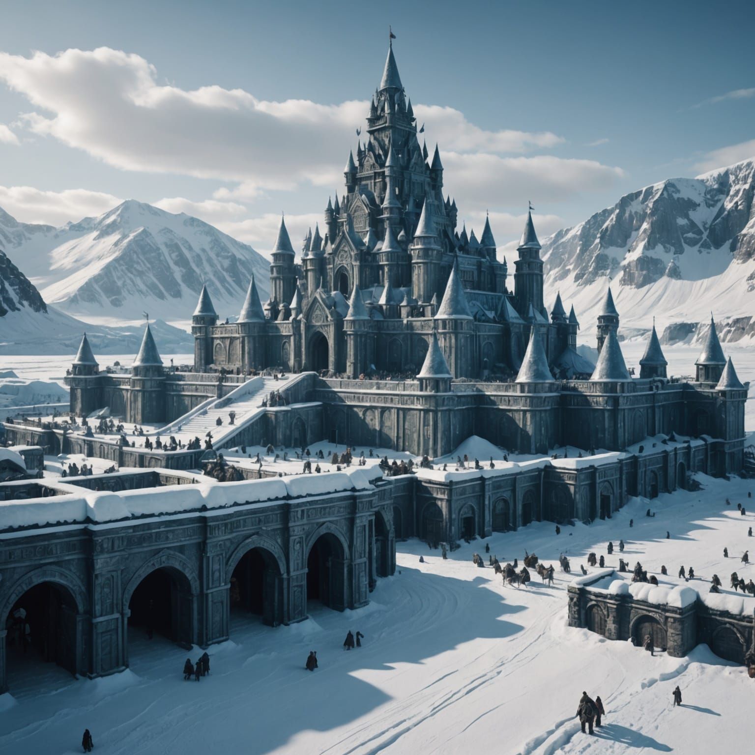 Arctic Fantasy Empire with Ghanian Architecture in 4K