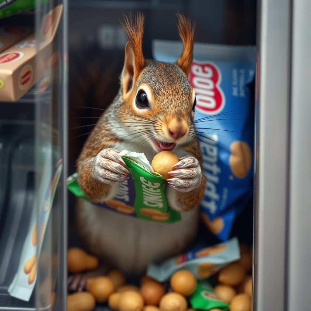 Squirrel's Peanut Feast Inside Vending Machine