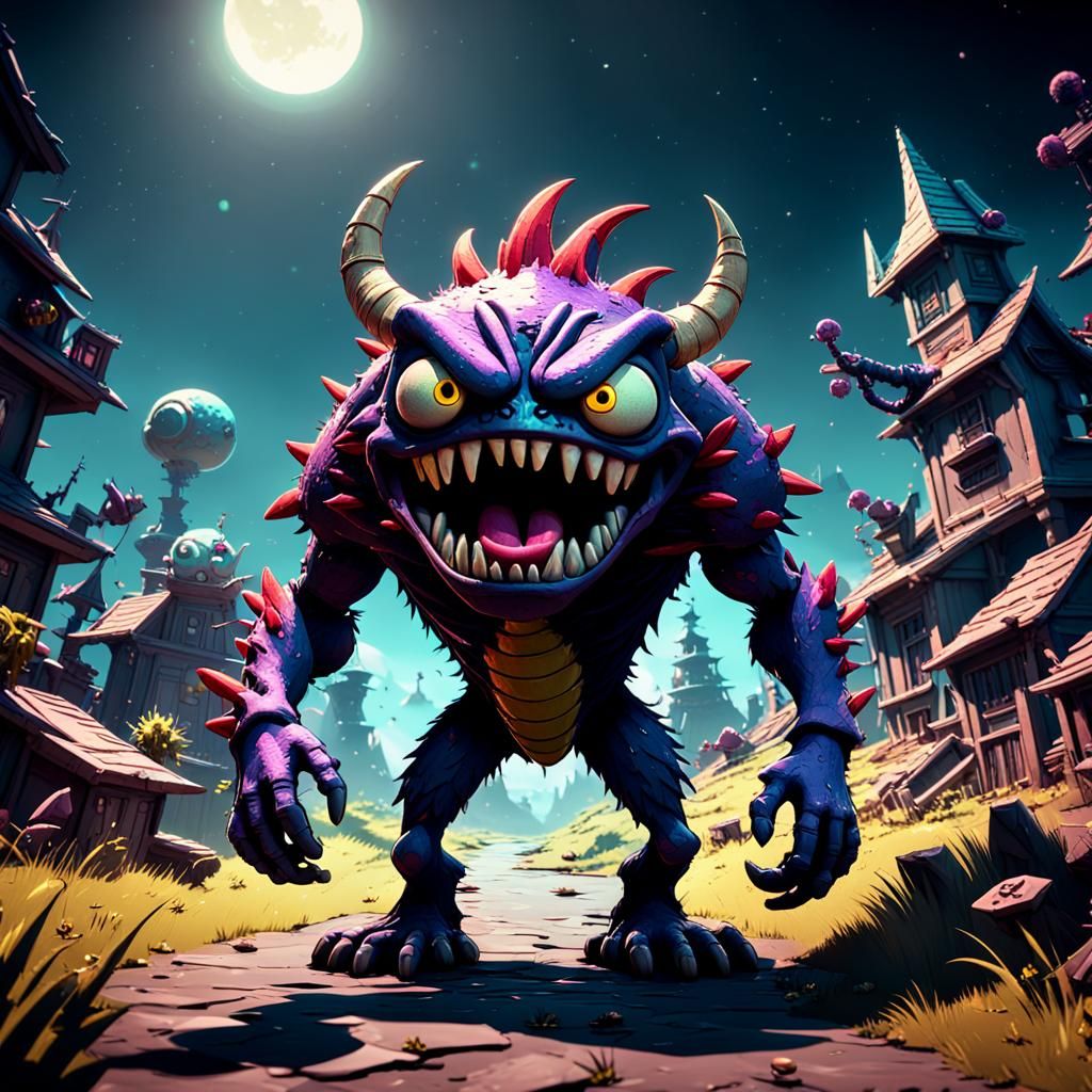 l monster, 3D Game Cinematic Feel, Epic 3D Videogame Graphics, Intricately Detailed, 8K Resolution, Dynamic Lighting, U....