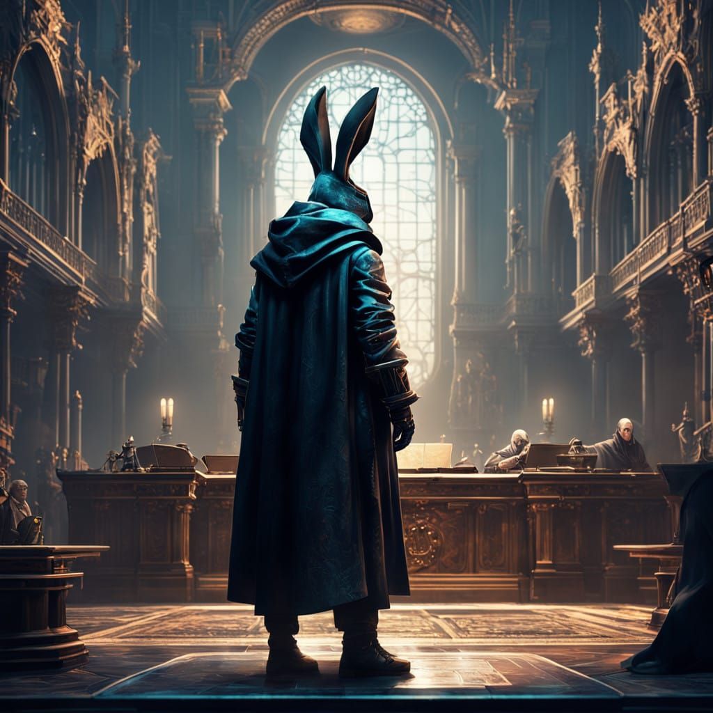 Cyberpunk Courtroom Scene: Malevolent Frost and Sinister Int...