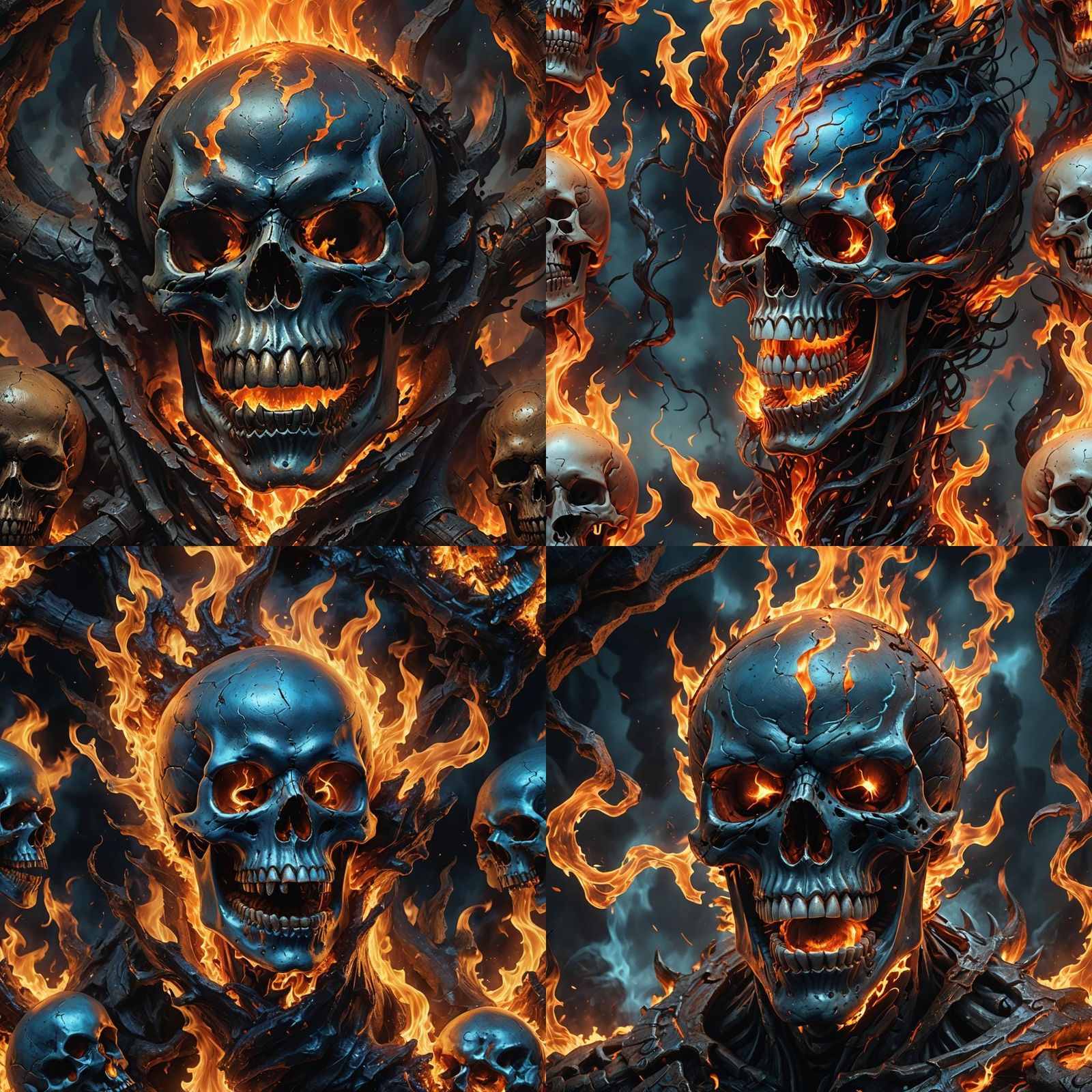 Flaming Skull Digital Art in Unreal Engine 5