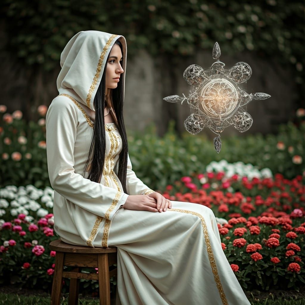 Italian Woman Gazing at Artifact, Renaissance Portrait