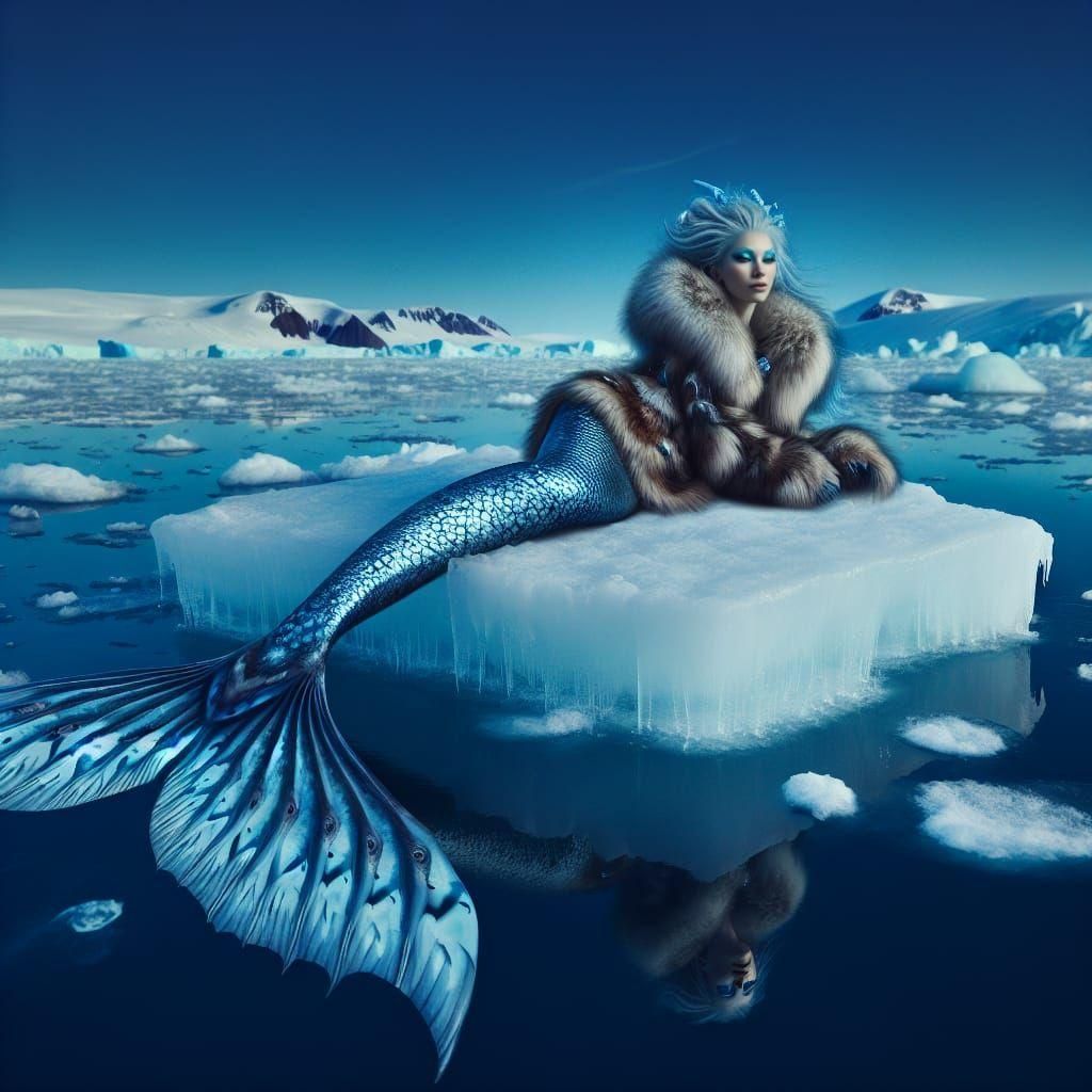 arctic mermaid on a ice slab