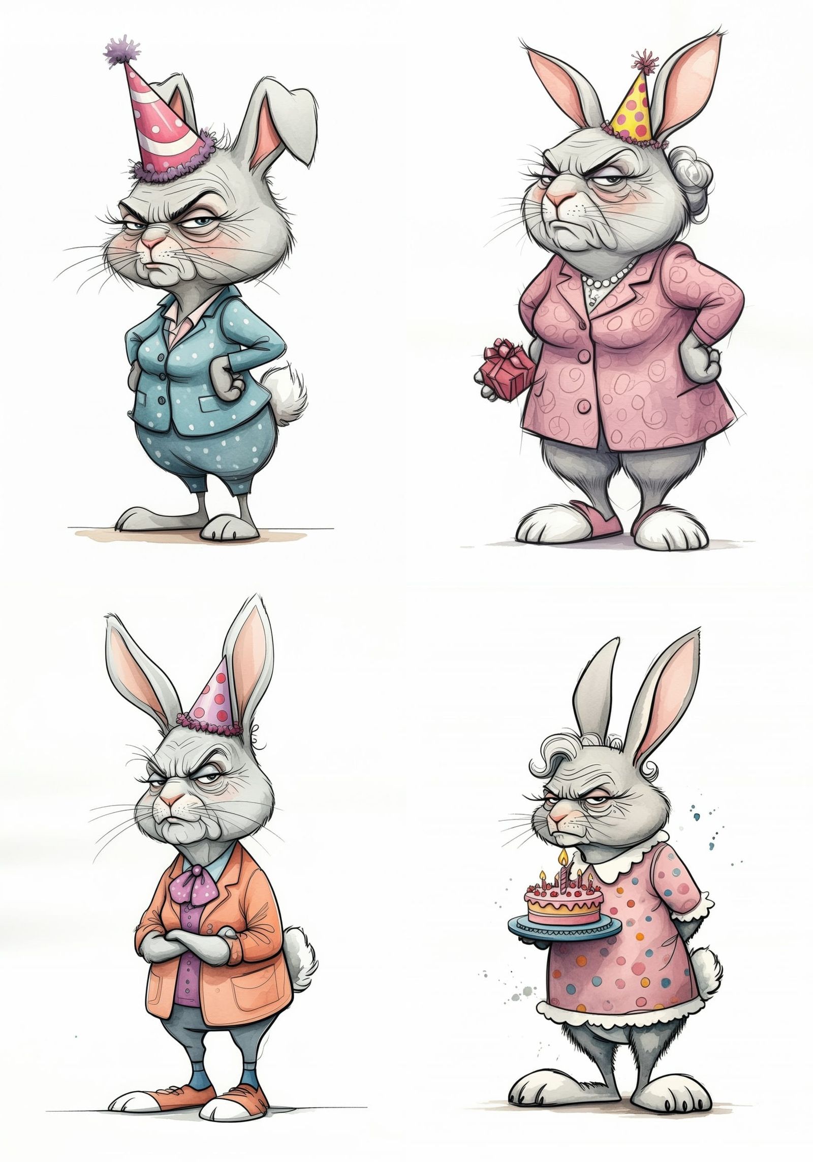 Whimsical Birthday Bunny with Comically Large Feet