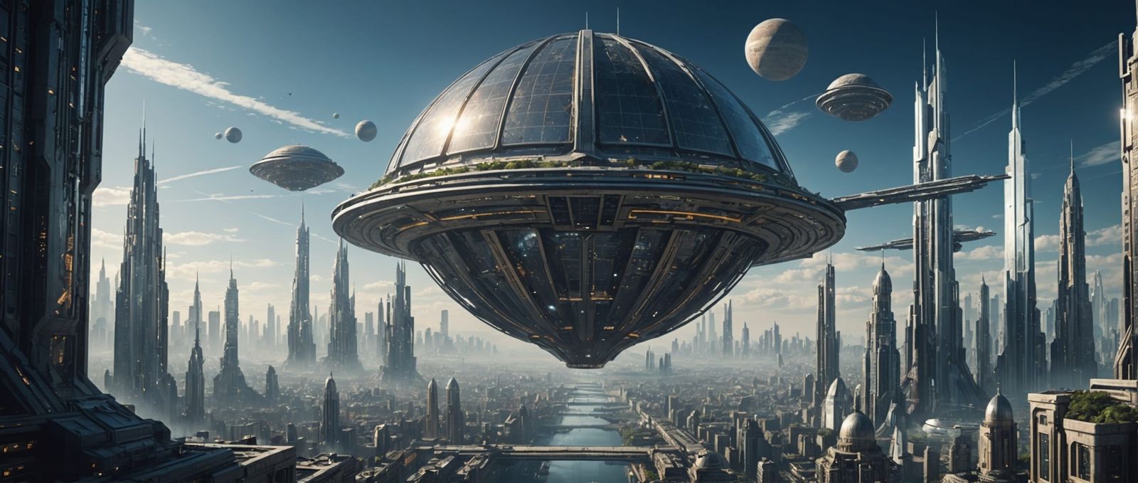 Futuristic Metropolis Above Dead Planet in Digital Art
