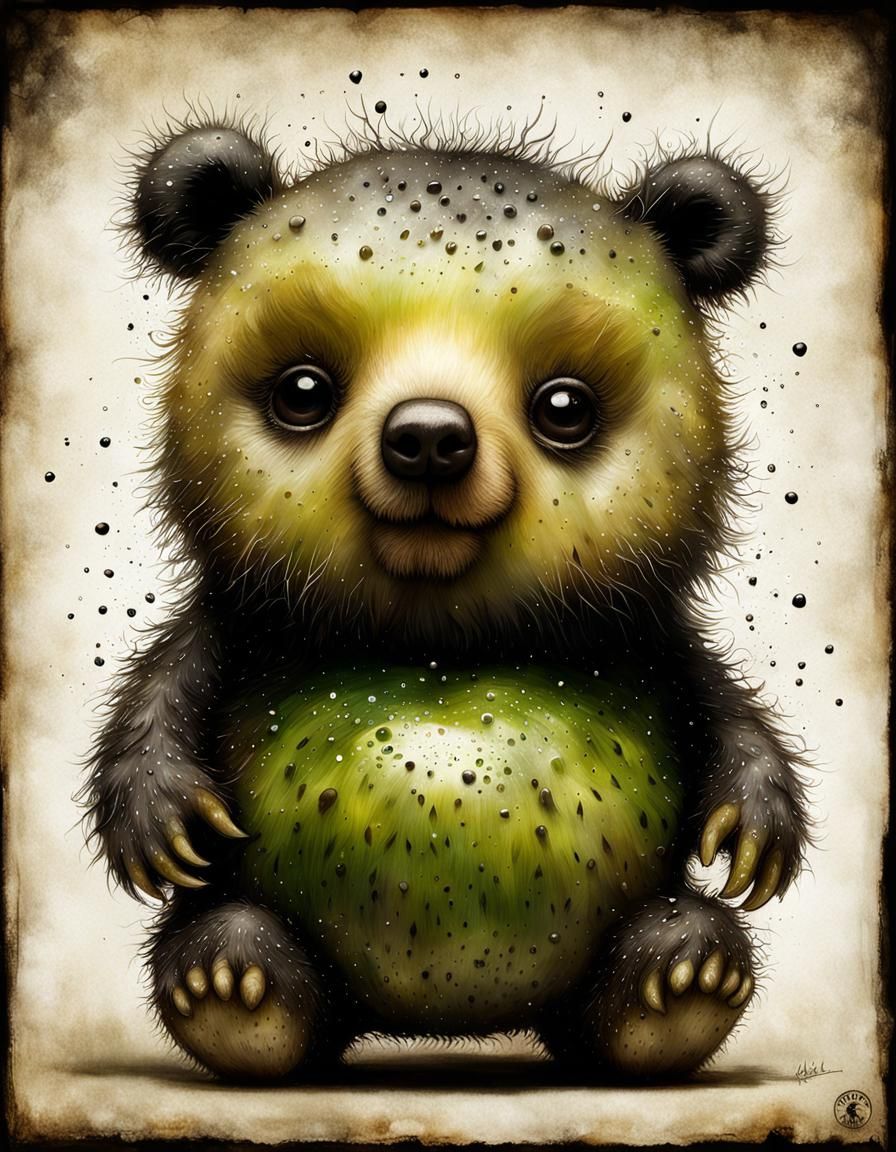Cyborg Bear Portrait in Volcanic Jungle