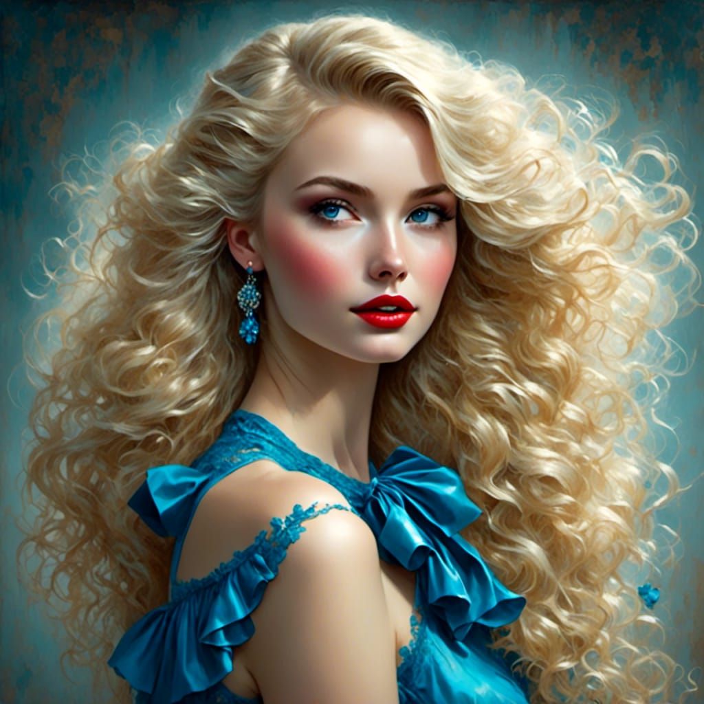 Blonde Woman Portrait in Detailed Digital Painting