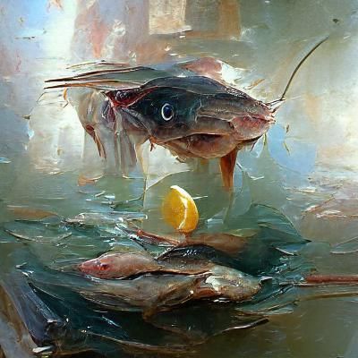 Fish as Oil Painting in Realist Style