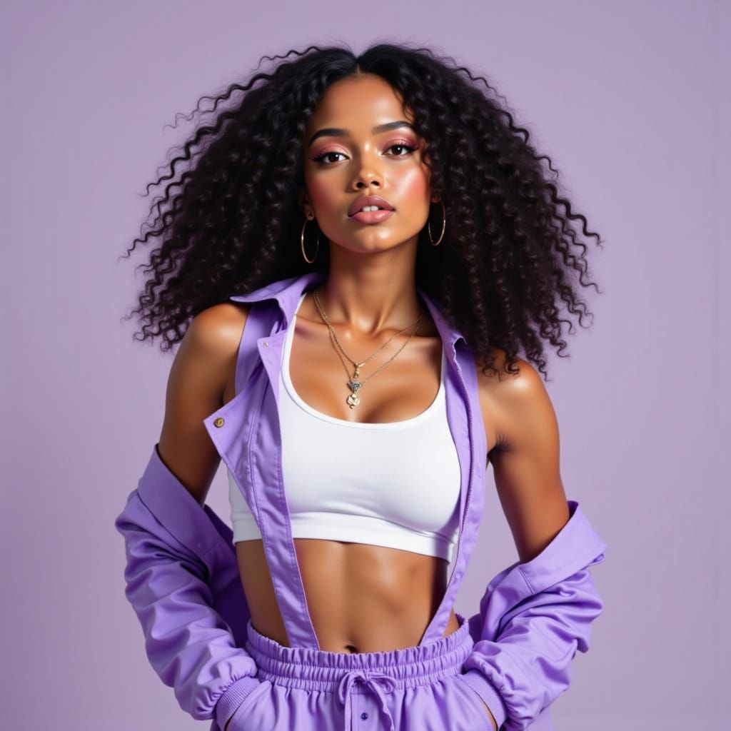 Anime Style Afro-American Girl in Sport Outfit