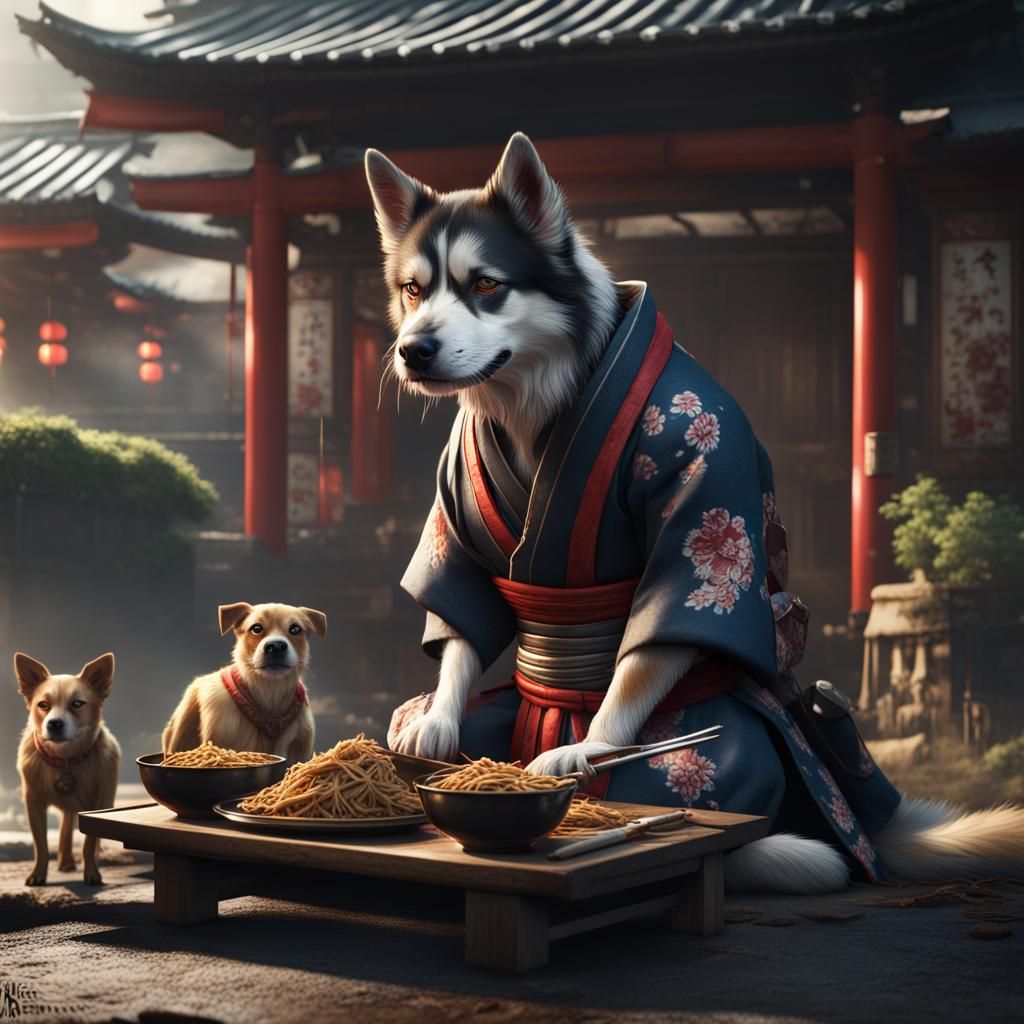 Samurai's Kindness: Feeding a Poor Dog in Japan