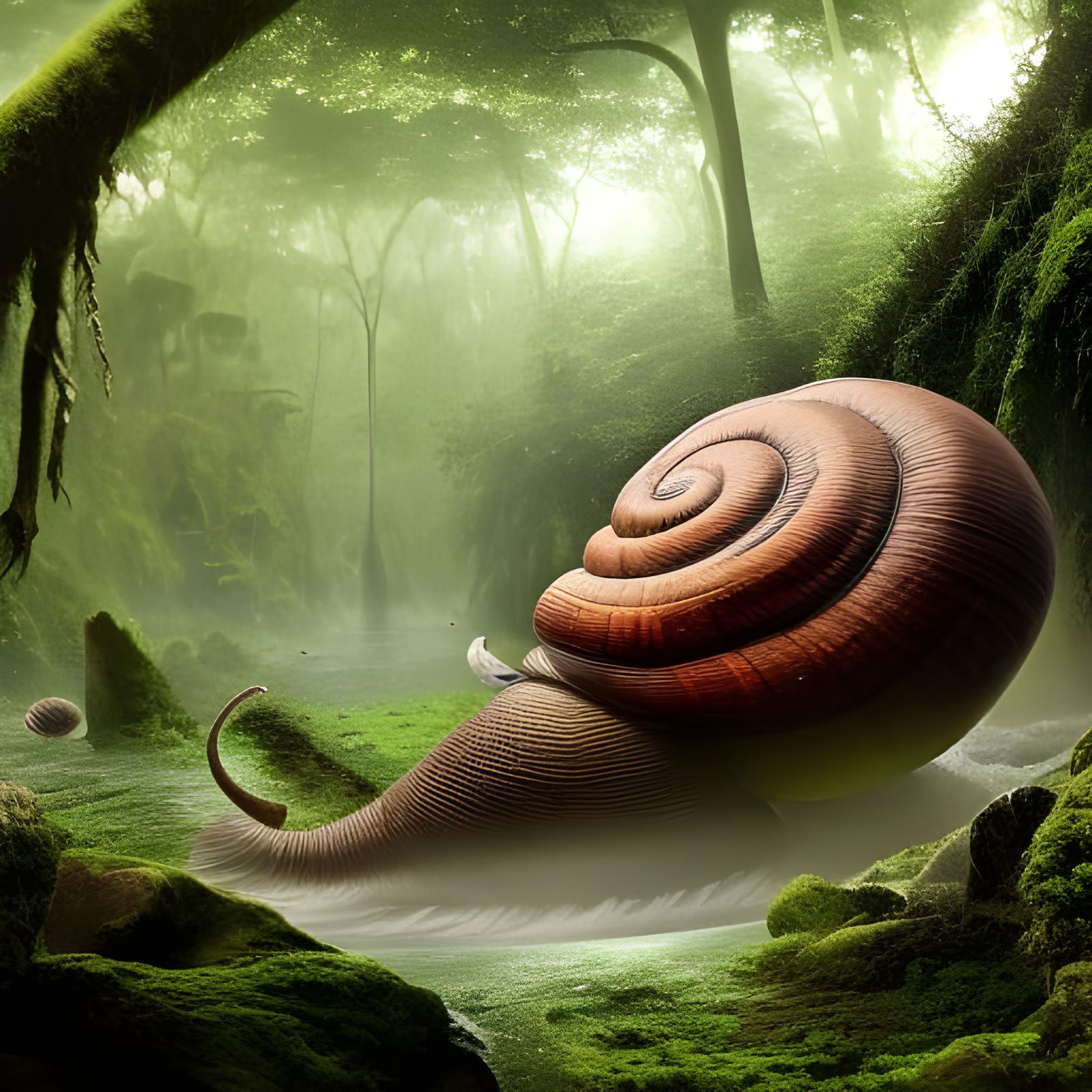 Giant Snail in a Primordial Rainforest