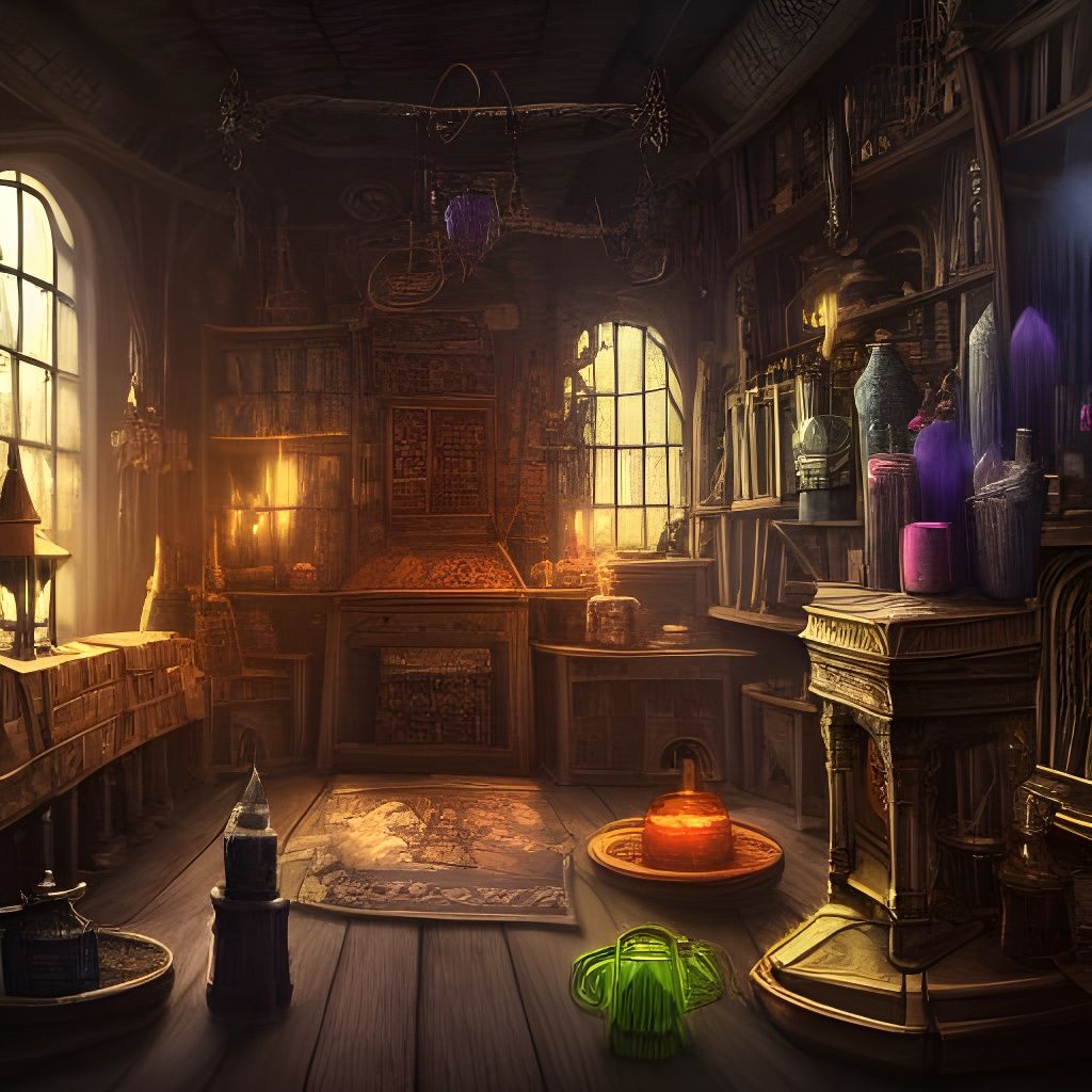 Magic Potions in a Witch Shop: Digital Matte Painting