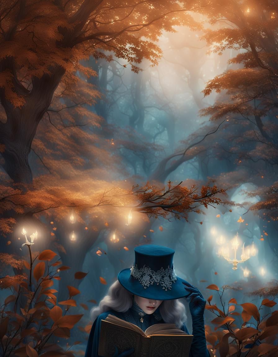 Woman Reading: Detailed Matte Painting in Deep Color
