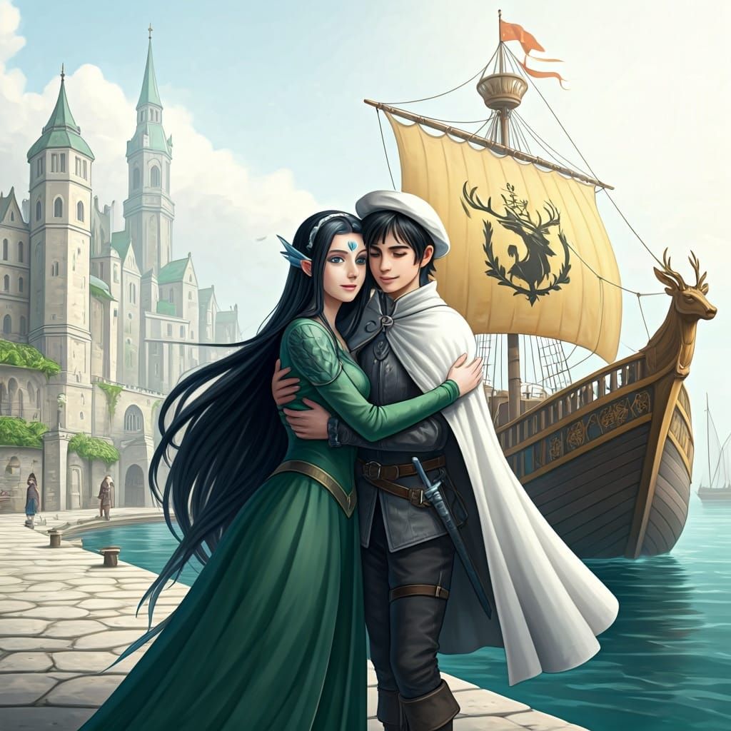 Medieval Farewell in White Harbor: Intricate Illustration