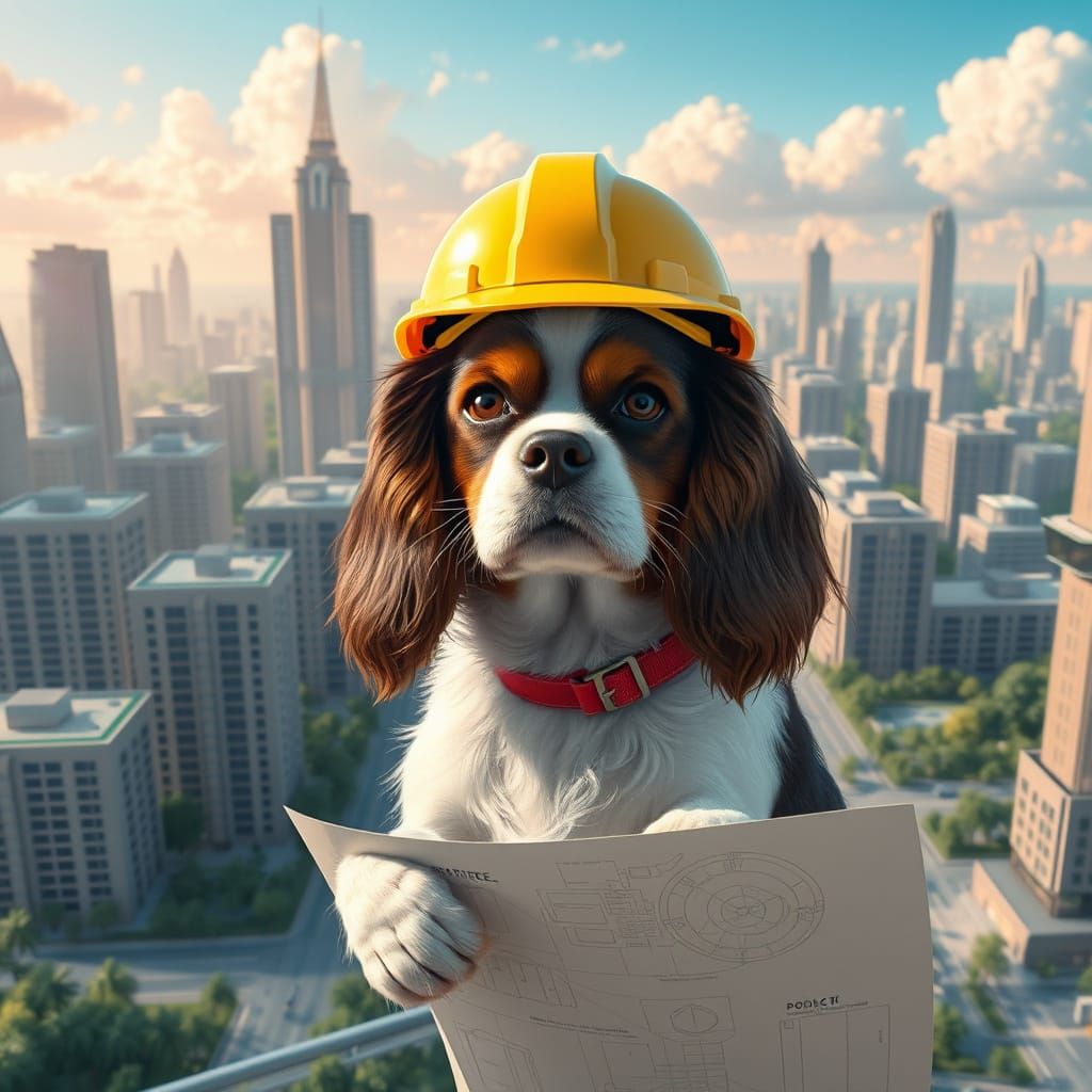 Futuristic Architect Cavalier King Charles Spaniel Envisions...