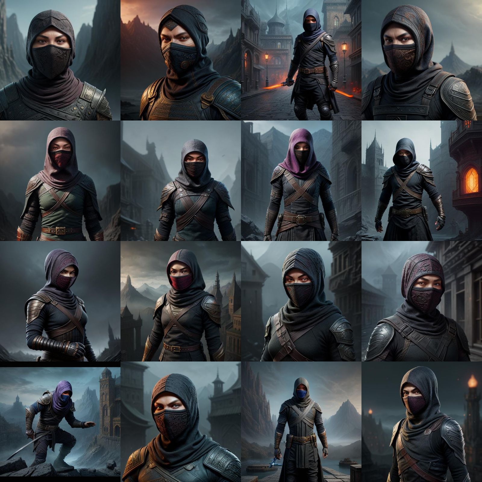 Balaclava Woman Ninja: Detailed Fantasy Concept Art