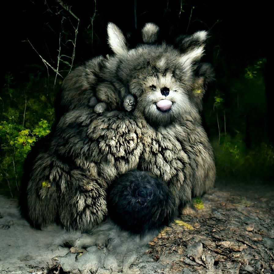 Adorable Giant Floofballs in Forest: Trail Camera Photo