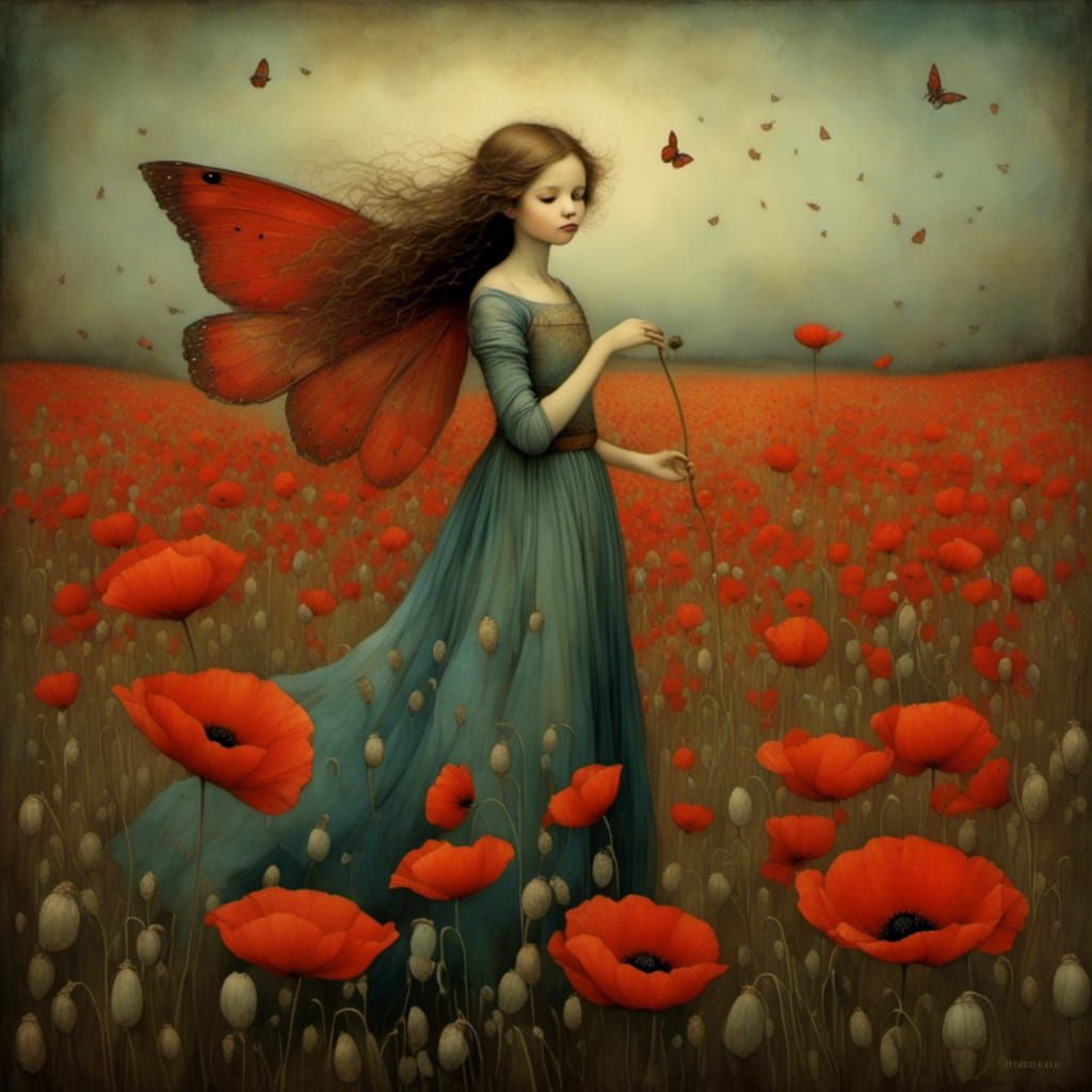 Poppy Fairy in Dreamlike Vintage Style