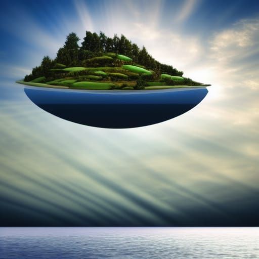 Mysterious Floating Island Bathed in Sunshine