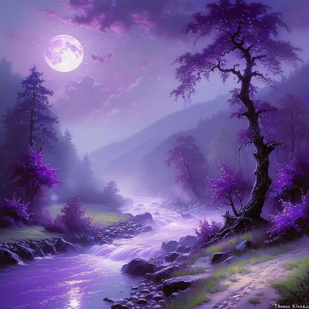 Liserian Purple River Under Full Moon