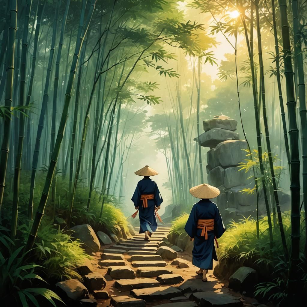 Misty Bamboo Forest Anime Concept Art