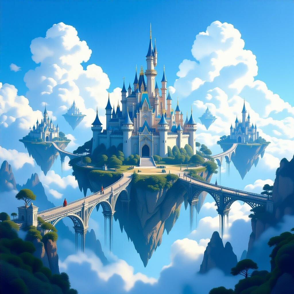 Fantasy Castle on Floating Islands