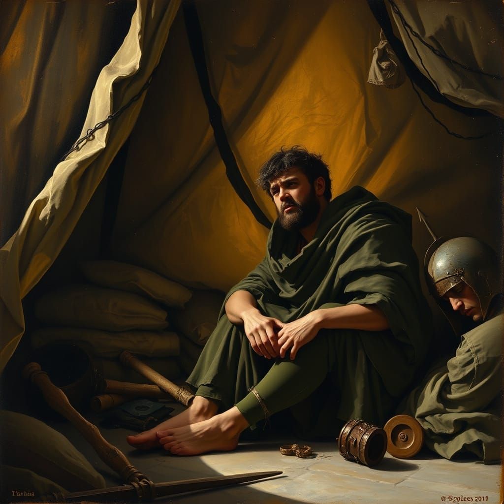 Achilles Mourns Patroclus in Dramatic Historical Scene