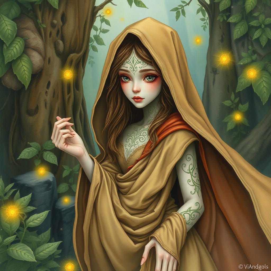 Ethereal Huldufolk Emerging from Enchanted Forest