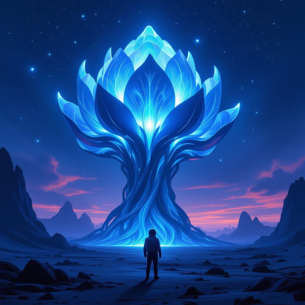 Astronaut Discovers Giant Bioluminescent Flora on Alien Worl...