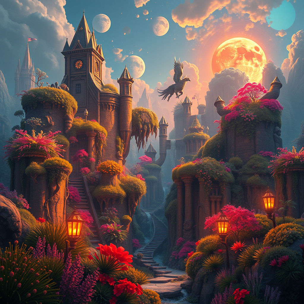 Surreal Fantasy Landscape in Matte Painting Style