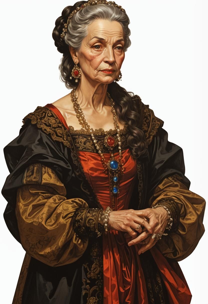 17th Century French Courtesan in Vivid Illustration