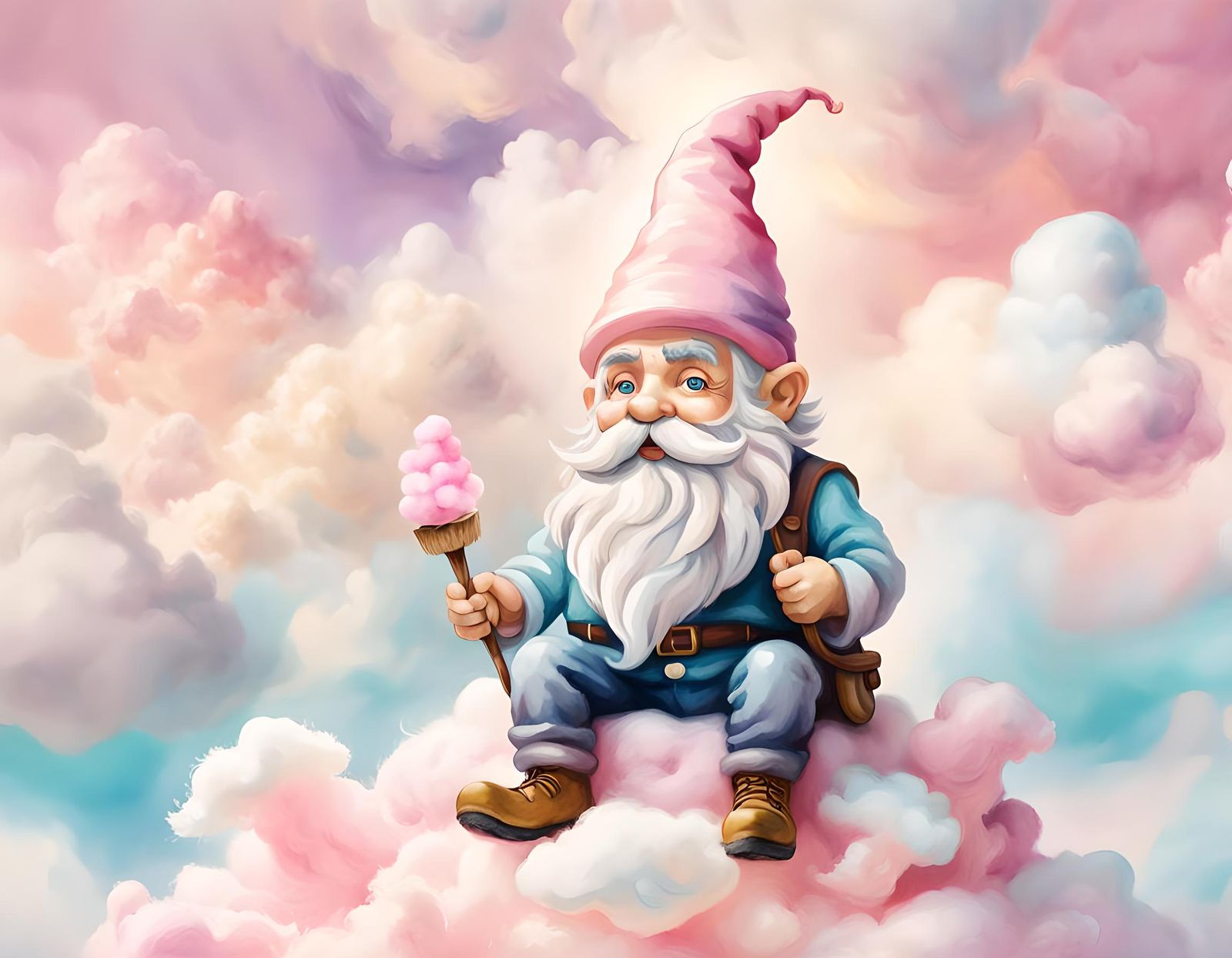 Gnome on Cotton Candy Cloud