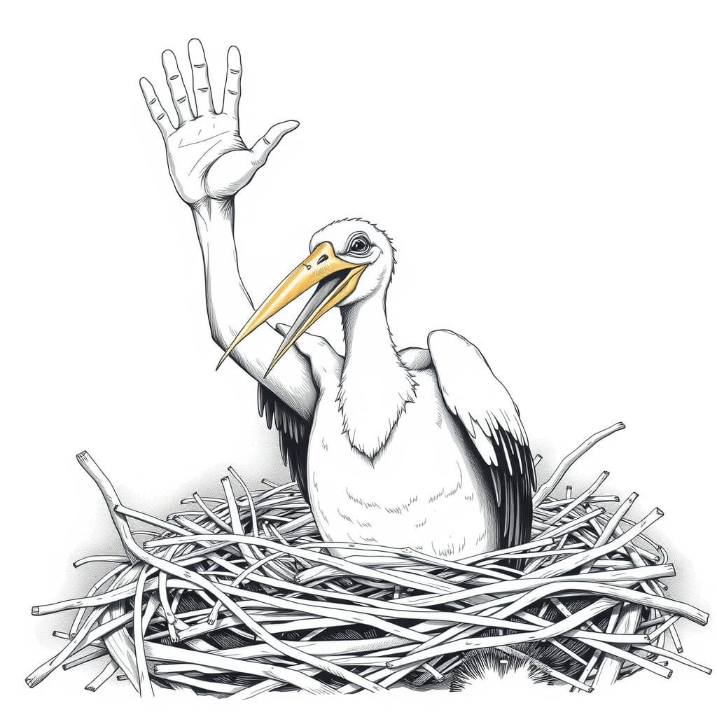 Surreal Stork's Nest Hand Wave