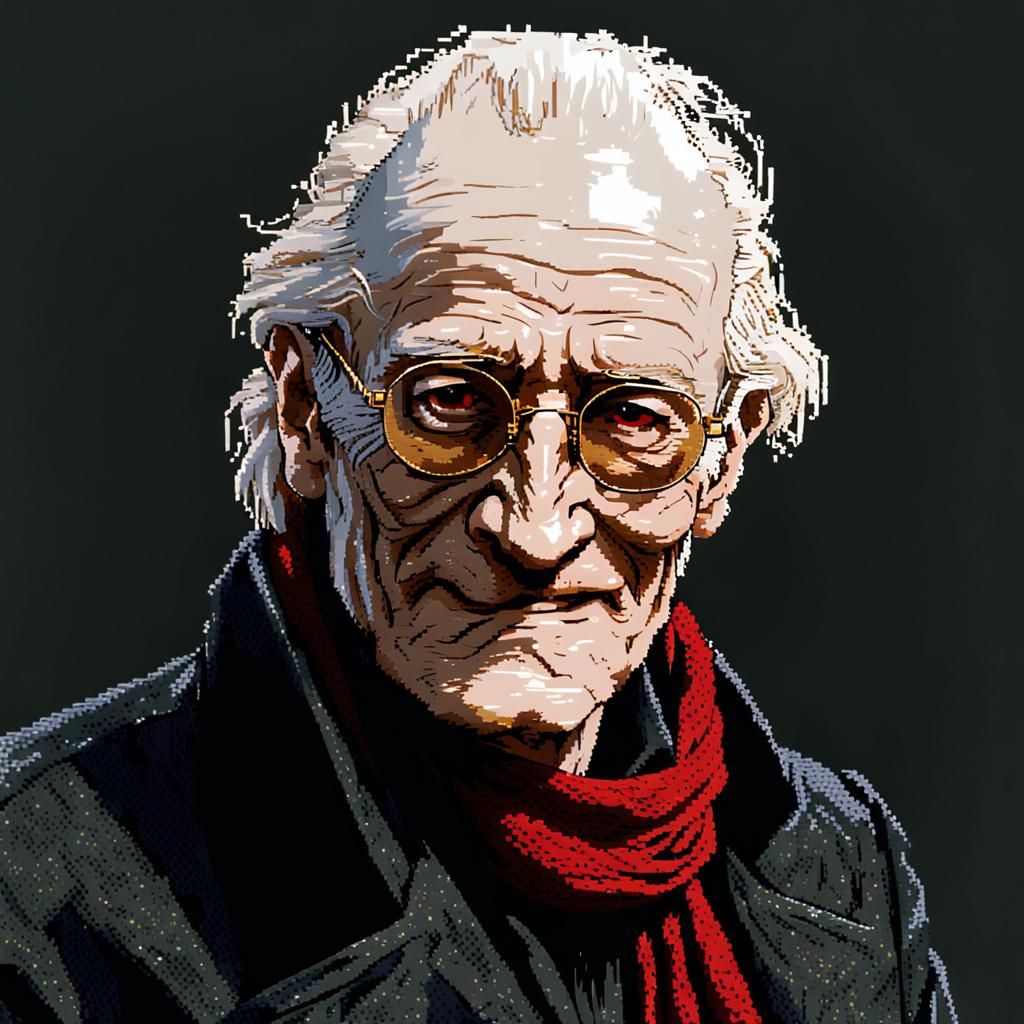 Pixel Art of Smiling Old Man in JRPG Style