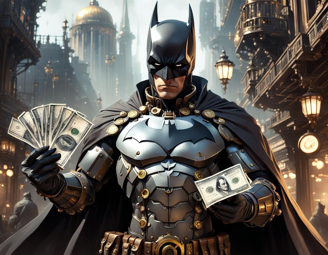 Steampunk Batman with Cash, Digital Art