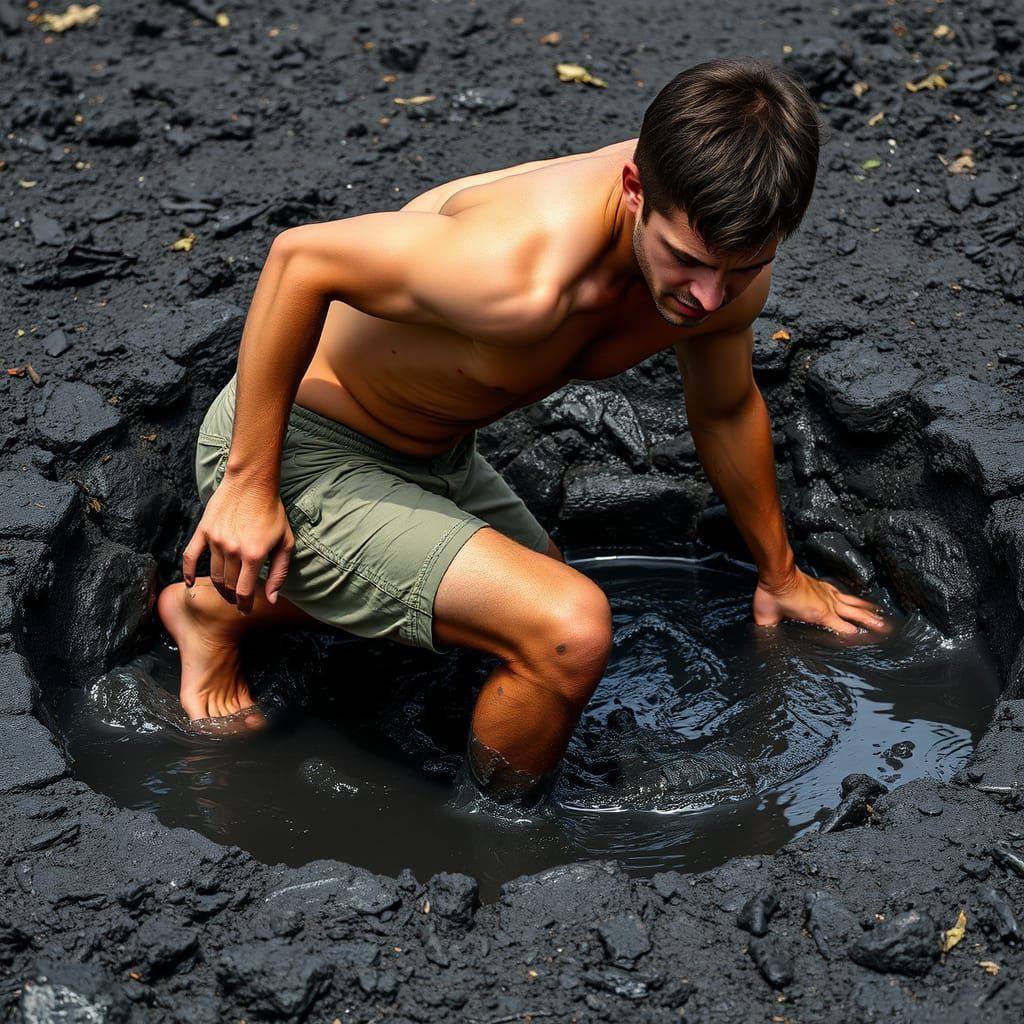 Man Trapped in Tar Pit