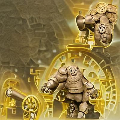 Detailed Clockwork Golem Illustration
