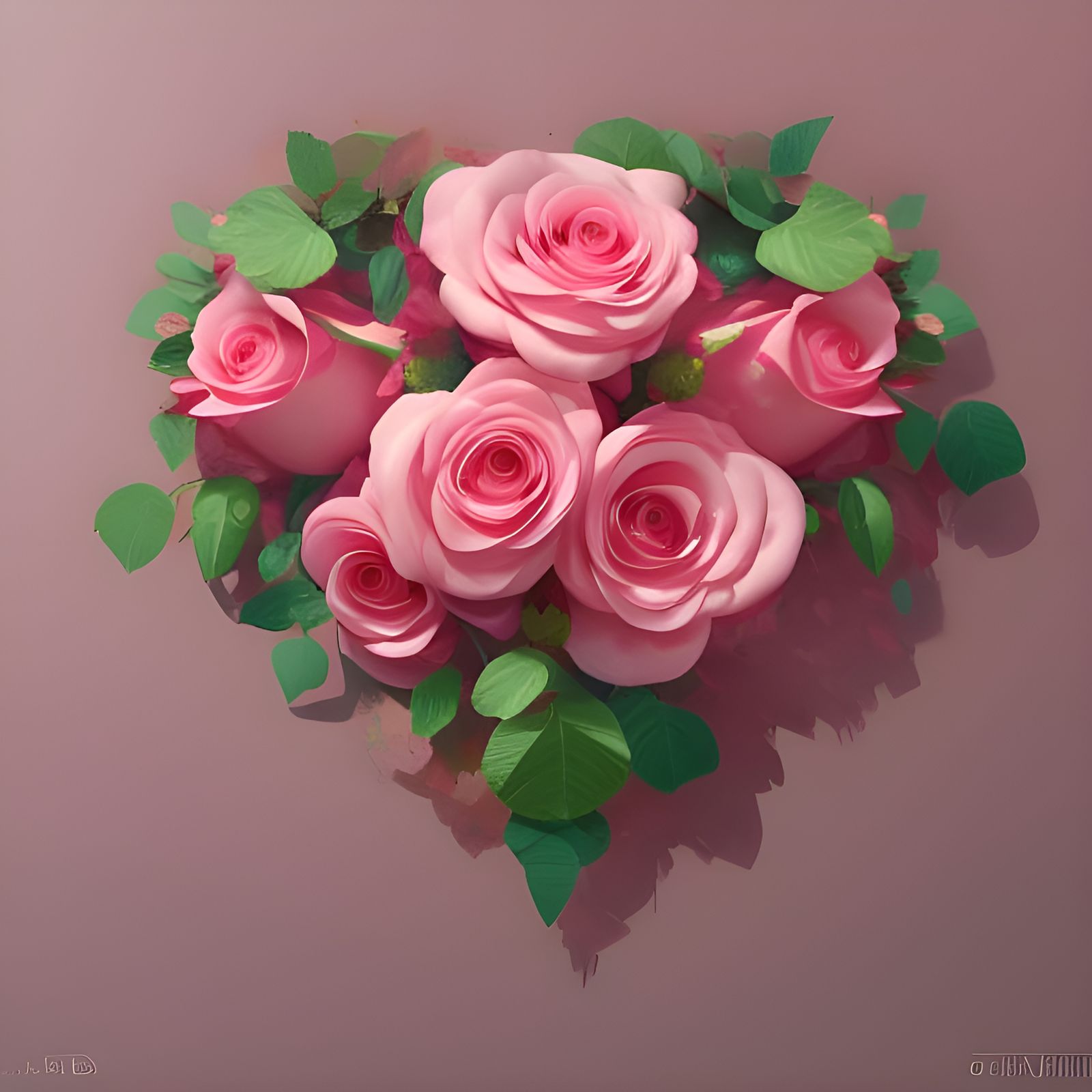 Valentine Rose Heart in Harlequin Style