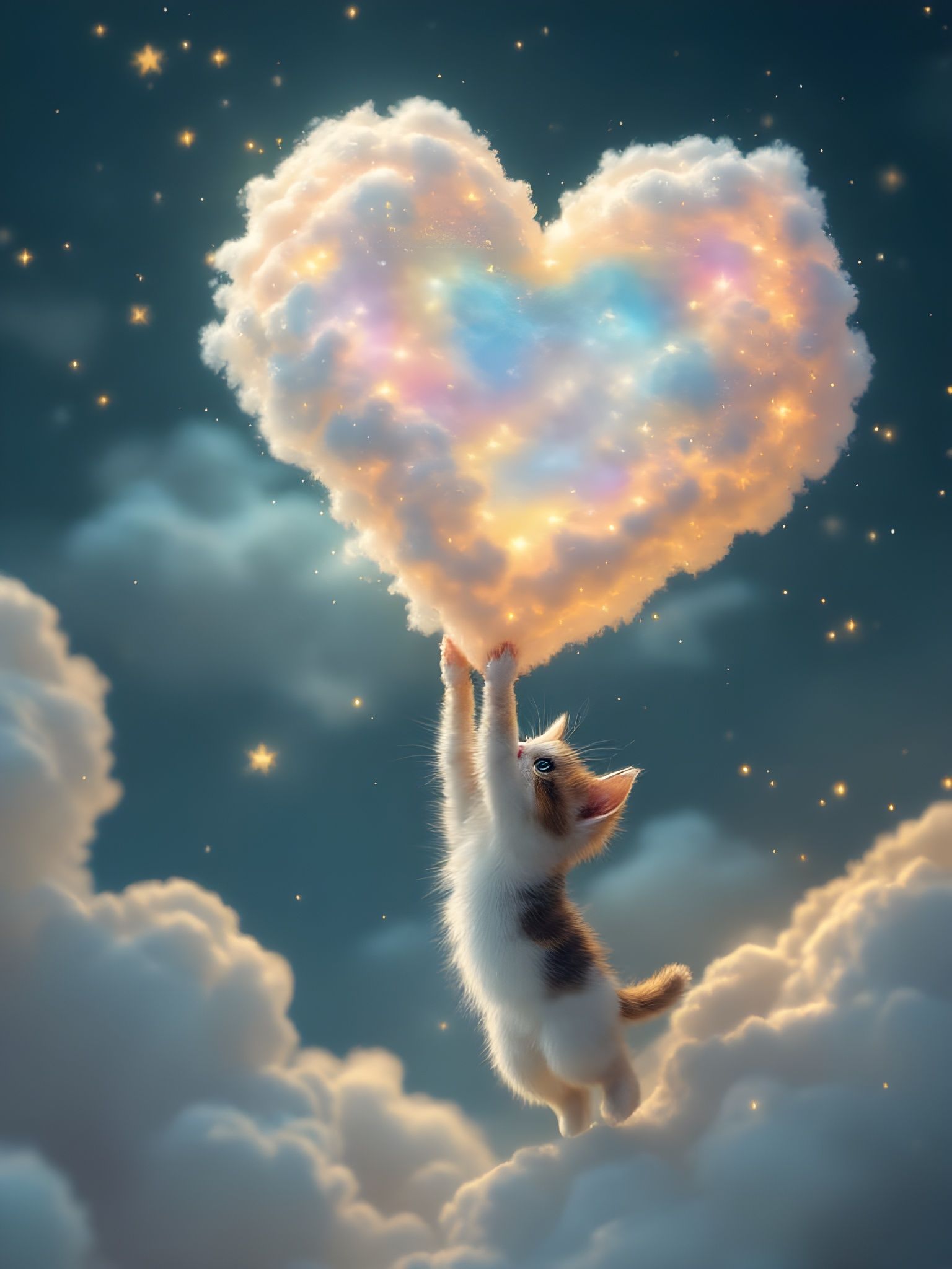 Enchanted Cloud Whispers to a Curious Kitten