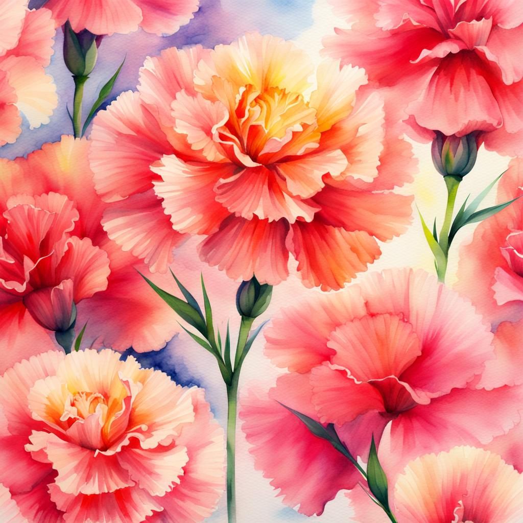 Watercolor Carnation in Divine Sunlight