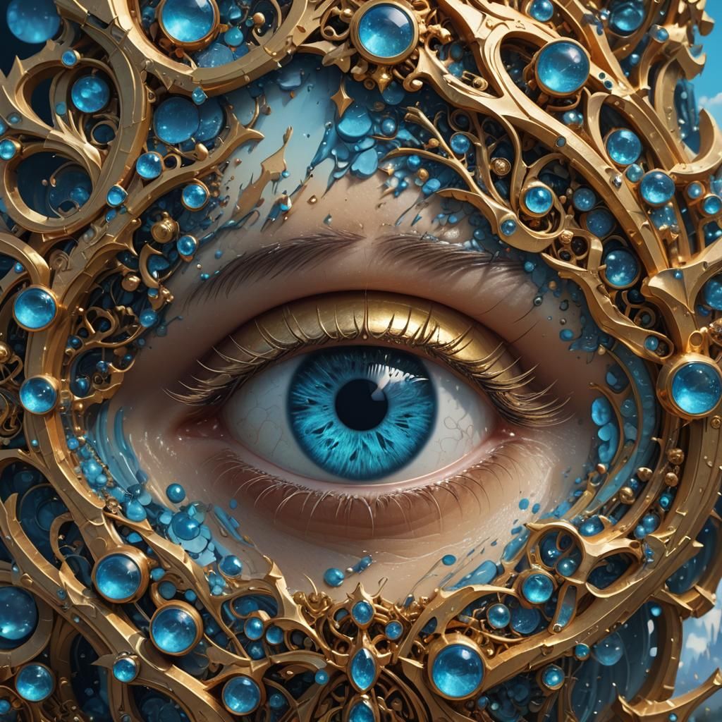 Striking Blue Eye in Detailed Fantasy Art