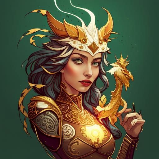 Steampunk Dragon Queen: Digital Art Illustration