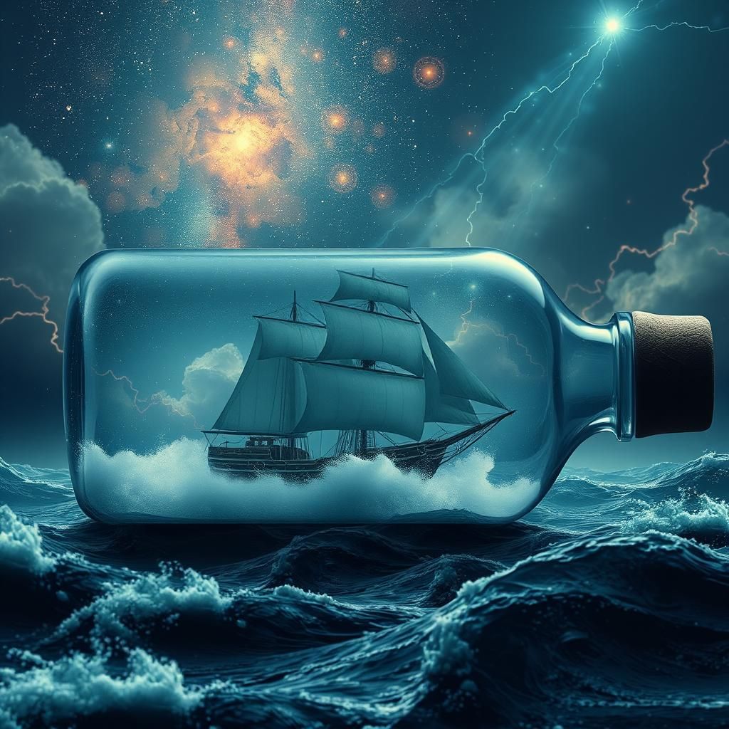Cosmic Ship Sails Storm in a Bottle