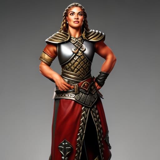Dwarven Fighter Woman Portrait in Realistic Style