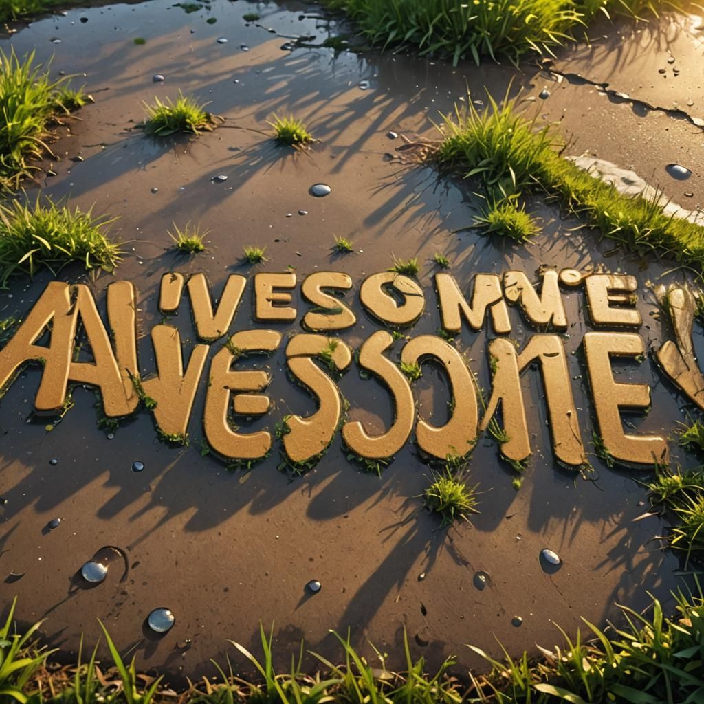 Awesome Typographic Art in Golden Morning Landscape